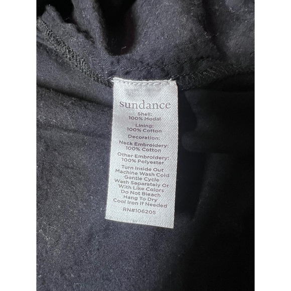 Sundance Tunic Dress Womens Large Black Floral Embroidered Boho Cottagecore L - Picture 5 of 8